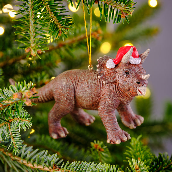 Christmas Triceratops Figurine